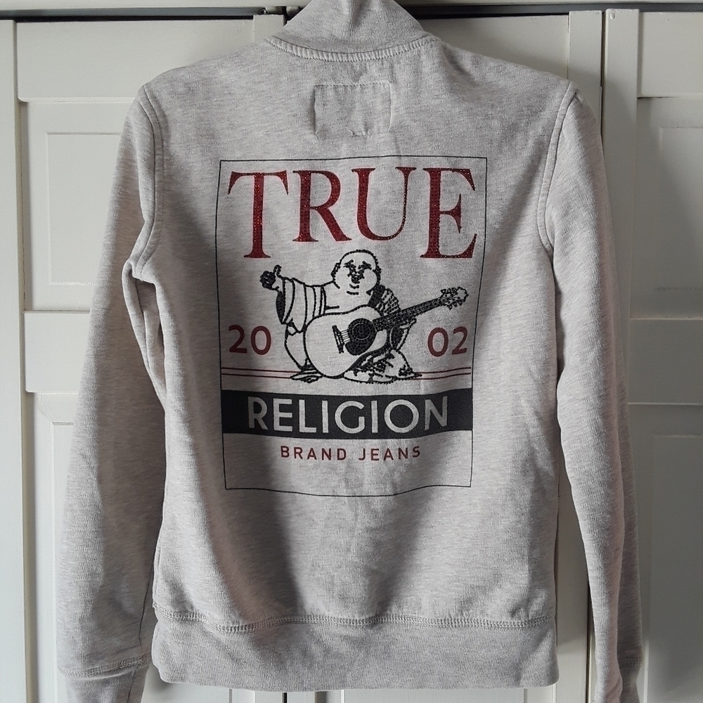 True Religion Buddha Rhinestones Pullover Sweatshirt Size S